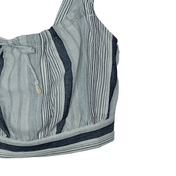NWT PULL&BEAR stripes ruffle linen boho festival crop top - Picture 5 of 13
